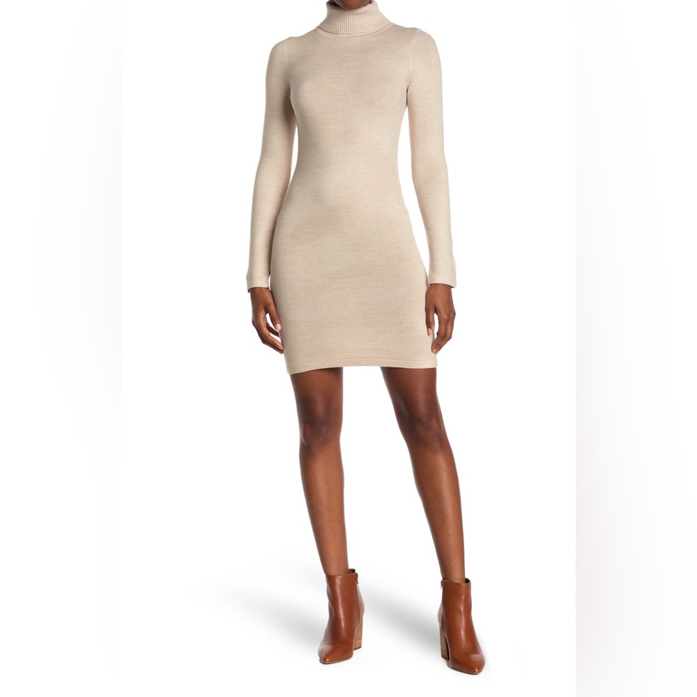 French Connection Beige Turtleneck Sweater Dress